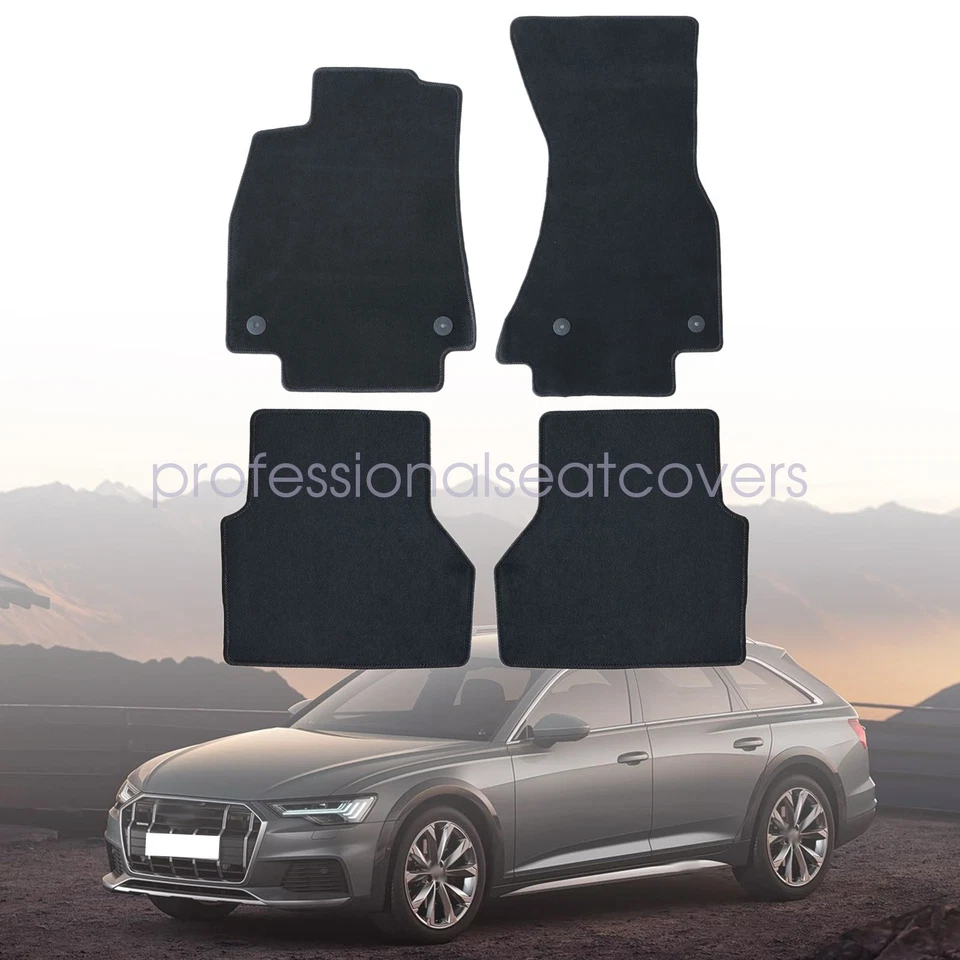 Floor Mats Carpet Velour Fits 2019 2020 2021 2022 2023 Audi A6 Quattro S6 Black - Image 2 of 4