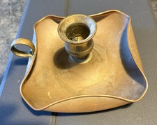 Fluted Antique Copper And Brass Candle Holder with handle