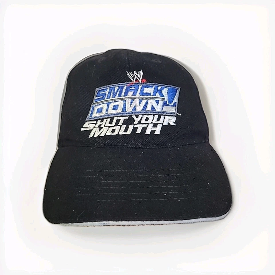 De colección Era Y2K WWF WWE Smackdown Cierra la Boca Promo Gorra Sombrero Ajustable Espalda Foto 4 de 4