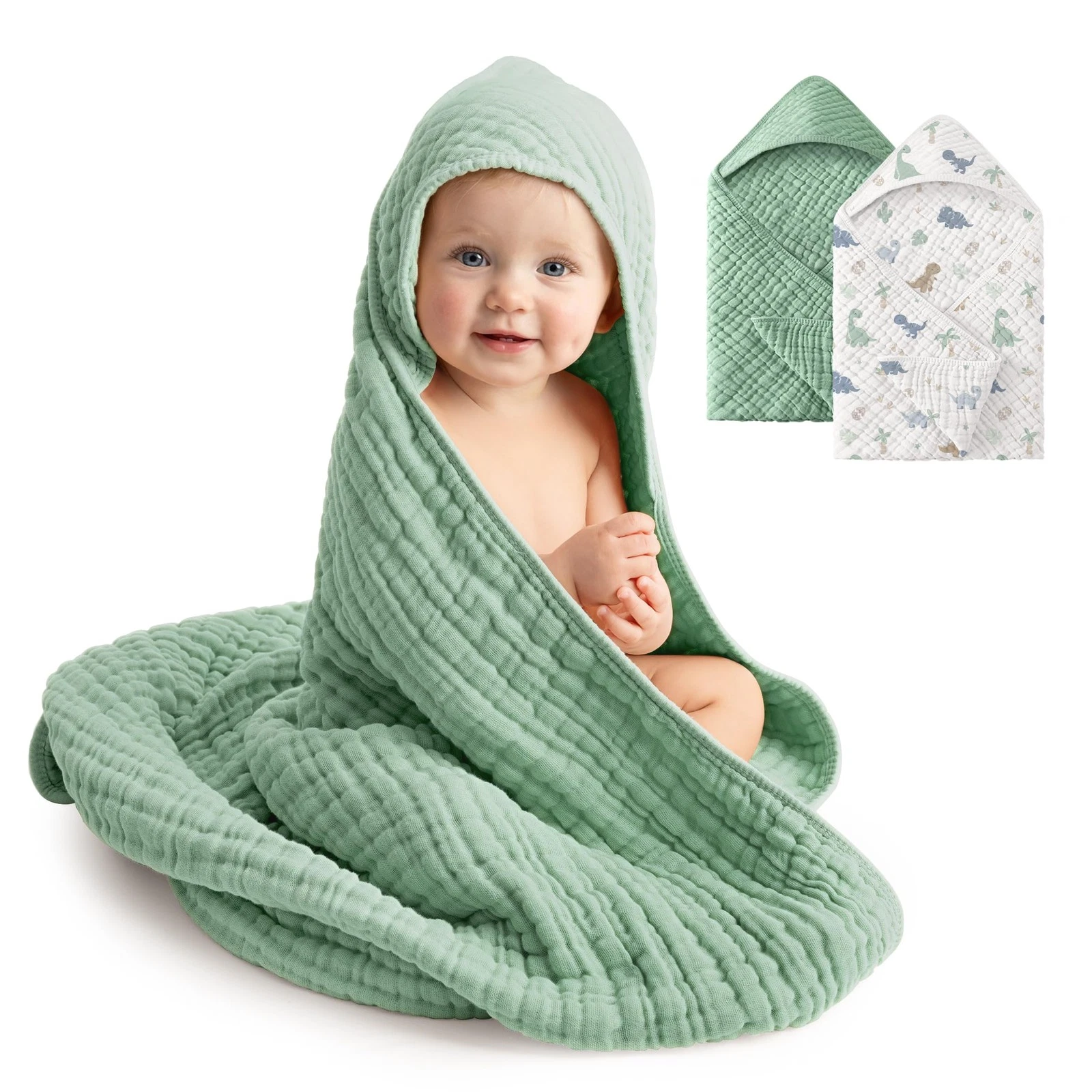Baby Bath Towels, 100% Muslin Cotton Hooded Baby Towels for Newborn, 2 Pack B...
Opens in a new wind