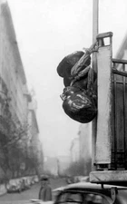 Bust representing Eva PERON hung by a rowdy crowd one of central s- Old Photo