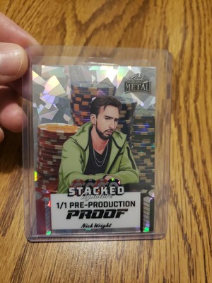 2025 Leaf Metal Poker Nick Wright Stacked Signature Silver Cracked Ice Proof 1/1