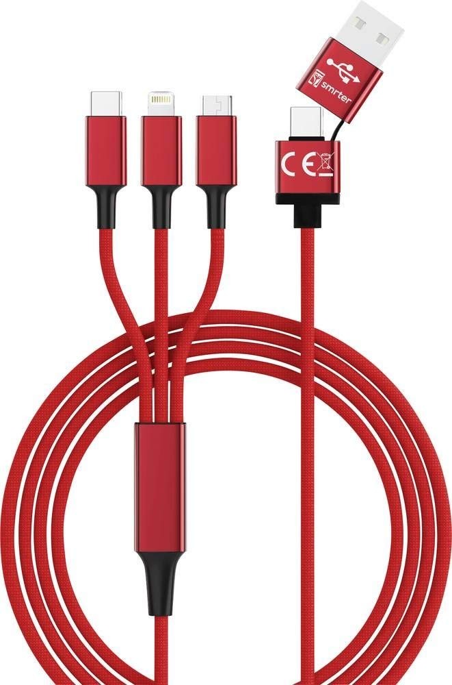 Smrter USB-Ladekabel USB 2.0 USB-A Stecker, USB-C  Stecker, Apple Lightning Stec