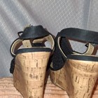 SO Women’s Black Woven Strappy Ankle Strap Buckle Cork Wedge Sandals US 5 — photo 4