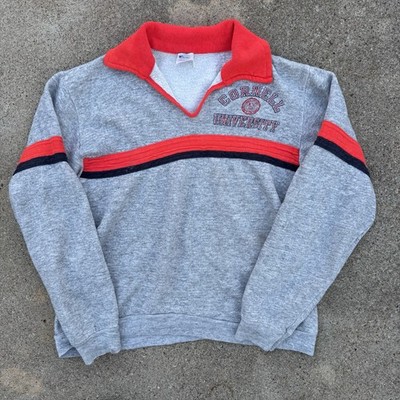 Vintage 1970s Champion Cornell University Gray Red White Pullover Size Medium