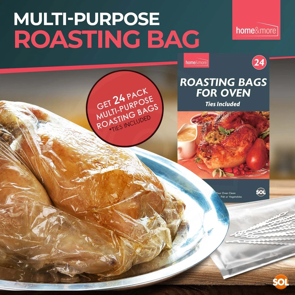 12-48 Large Roasting Bags Chicken Turkey Poultry Meat Fish Oven Cooking 25x38cm - Image 2 of 4