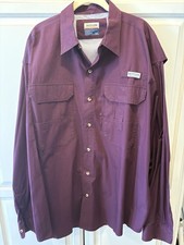 Men’s Magellan Sportswear Shirt 2XL Long Sleeve Button Up Fishing  Vented Maroon
