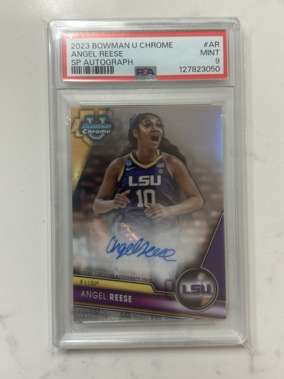 2023 Bowman U Chrome Angel Reese Auto /25 SP Image Variation PSA 9