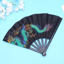 2 pcs Plastic Chinese Kungfu Fan Martial Arts Performance Taichi Fan (Black)