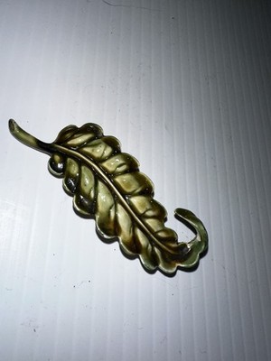 Vintage Costume Jewel HAR Hargo Moss Brooch Pin Leaf Green Enamel Signed