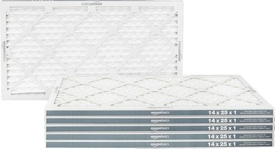 6 Pack Amazon Basics MERV 11 Pleated Air Filter 14x25x1 Electrostatic Furnace AC