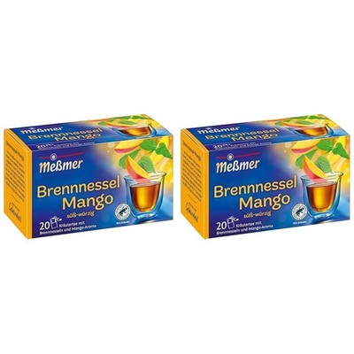 Meßmer Brennnessel Mango Kräutertee 2er Pack 40 Teebeutel Vegan Frucht Aroma Tee