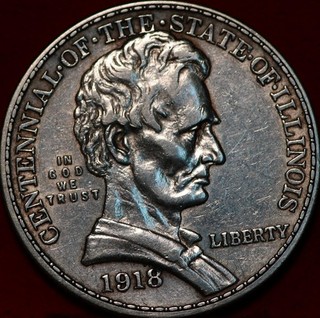 1918 Illinois Lincoln Silver Commemorative Half Dollar