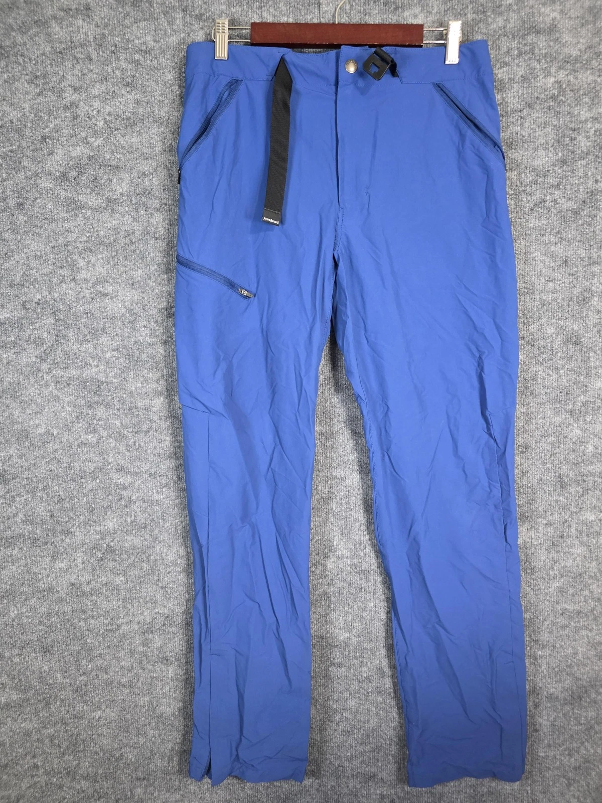 Patagonia Rain Pant Mens 33 Blue causey pike Hiking Lightweight Adjustable Belt