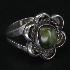 VTG Sterling Silver - NAVAJO Braided Turquoise Flower Tapered Ring Size 8 - 5g