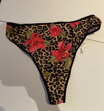 ASHLEY TAYLOR 7 Shiny Leopard Print String Bikini VTG Panties Slippery Wet Look