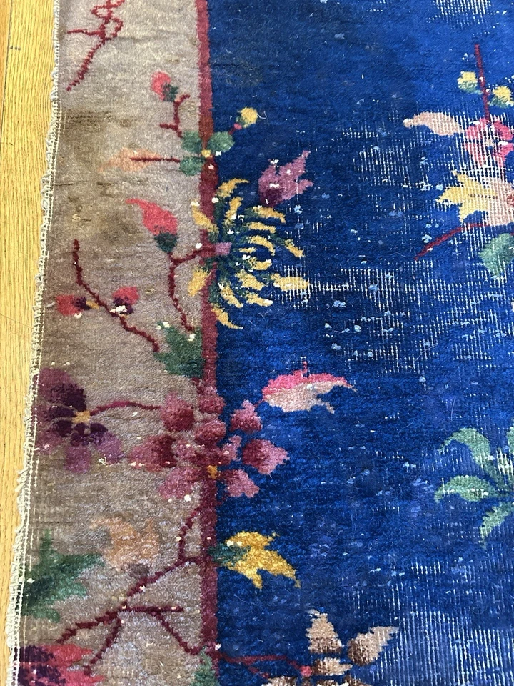 Alfombra antigua china Art Deco hecha a mano alfombra de 4’6 x 2’9 pies alfombra vintage Foto 3 de 4