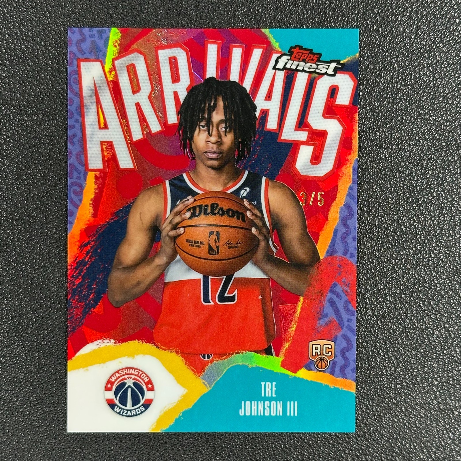 2025-26 Topps Finest Arrivals Tre Johnson III RC Red Refractor 3/5#Z