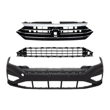 Front Bumper Cover Upper Lower Grille For 2019 2020 2021 Volkswagen Jetta 3pcs