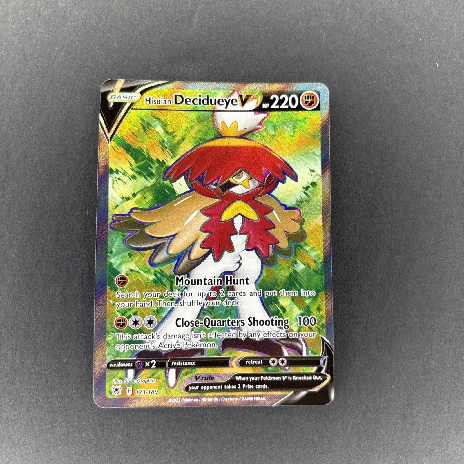 Pokemon Hisuian Decidueye v Full Art Holo Card 173/189 Swsh10 Astral Radiance
