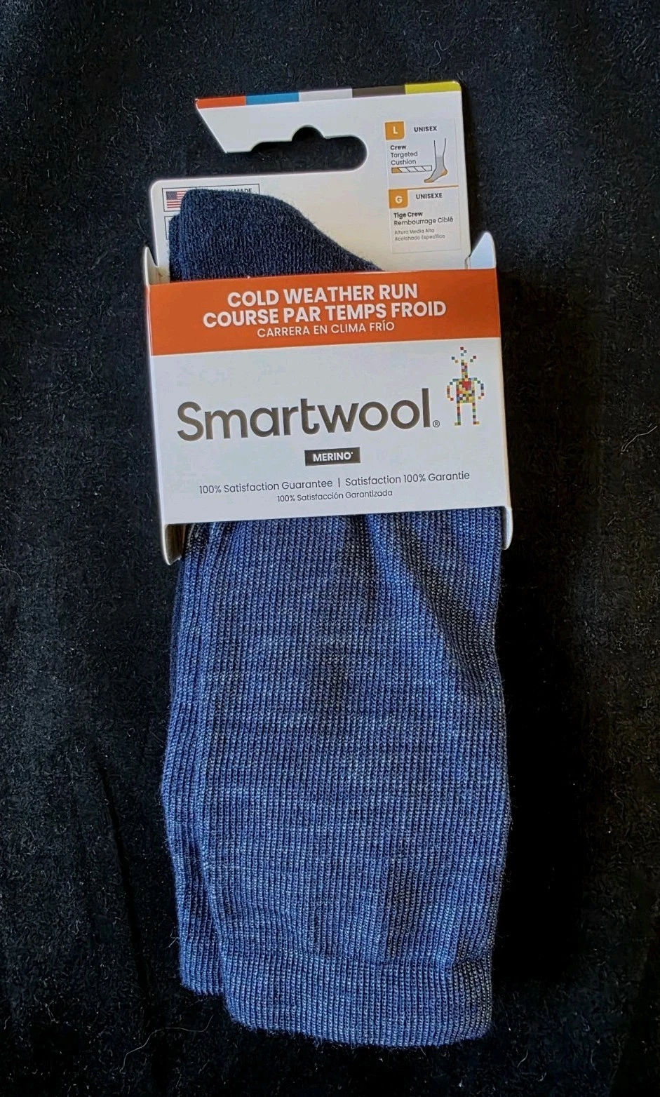 SMARTWOOL MENS RUN UNISEX TARGETED CUSHION CREW SOCKS BLUE SZ L#SW001905-NWT