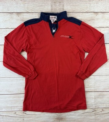 Vintage Spyder 1/4 Zip Pullover Base Layer  Long Sleeve Web Men's Medium