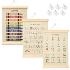 Toddler Learning Posters 12x16 Inch 3-Pack  Wall Decor for Playroom 