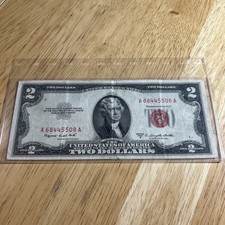 1953 A RED SEAL $2 Dollar Bill