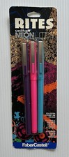 Vintage NEW Faber Castell RITES Unit-ball NeonLites Pens Set of 3 • Made in USA