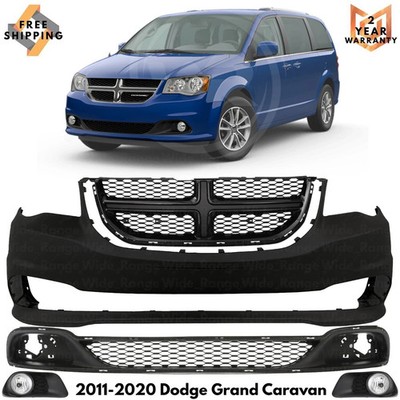 Front Bumper Cover Paintable & Grille Assembly For 2011-2020 Dodge Grand Caravan