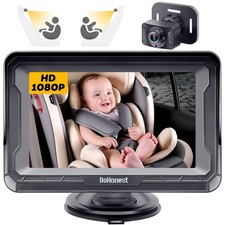 Baby Car Camera HD 1080P - Rear-Facing Car Baby Monitor with Night Vision, Ad...