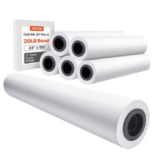 Wide Format Paper,24 in x 150 ft Plotter Paper,6 Rolls CAD Bond Rolls with 2 in