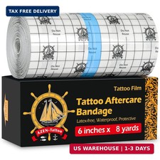 AZEN Tattoo Aftercare Bandage, 6"x 8 Yard, Waterproof Second Skin Cover up Tape,