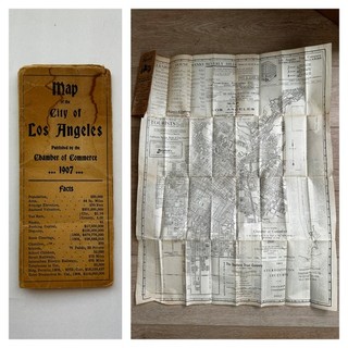 Antique 1907 Los Angeles Map Chamber of Commerce Maxwell Automobiles Rare