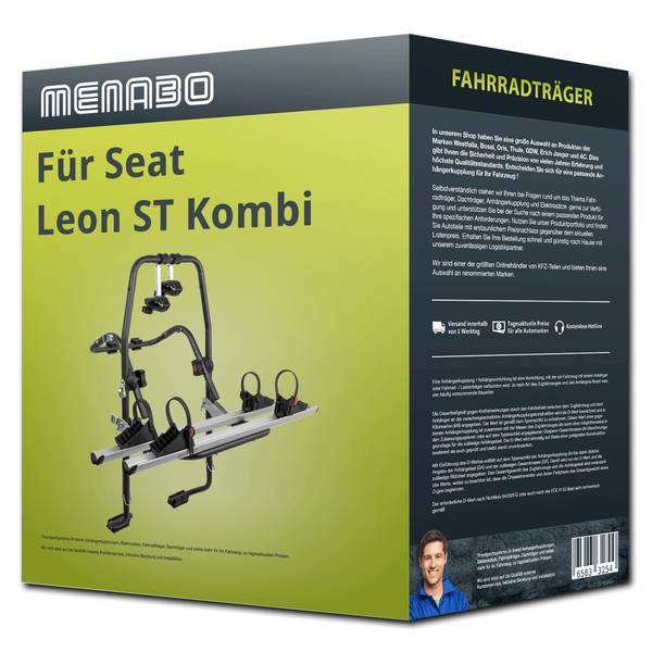 Menabo FahrradträGer Stand Up 2 Schwarz/Silber FüR Seat Leon ST Kombi Typ 5F8-image