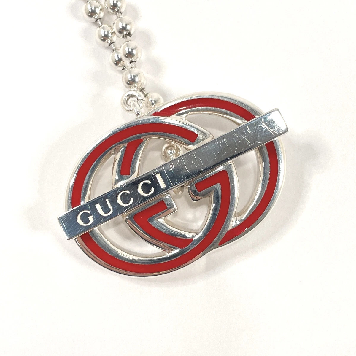 kølig Hub der ovre GUCCI Necklace Interlocking G ball chain Silver925/ Silver/Red Women  Jewelry | eBay