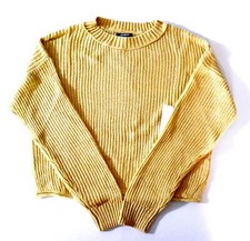 WOMEN'S CROPPED SWEATER WILD FABLE LONG SLEEVE LIGHT WEIGHT GOLD SMALL OR MEDIUM