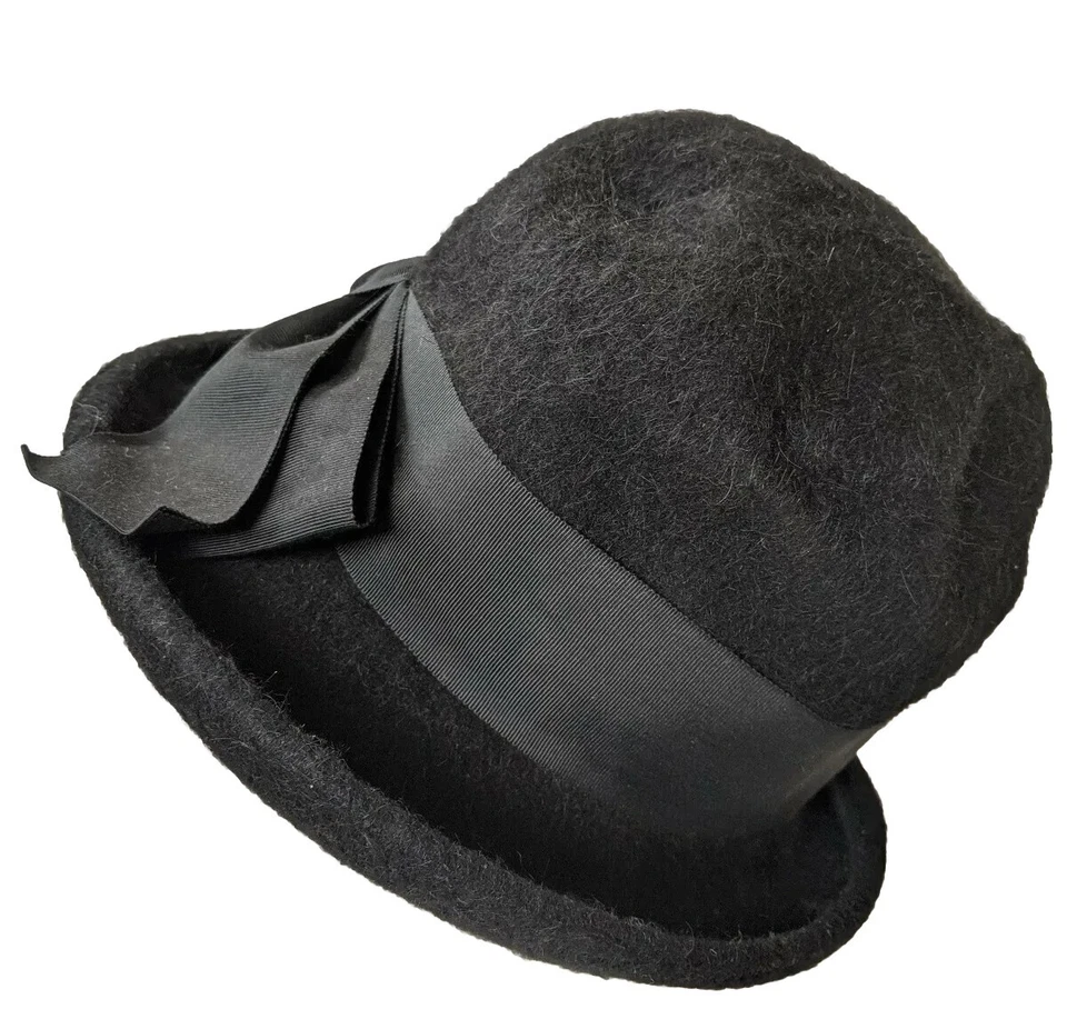 Vintage Wool & Grosgrain Ribbon Bowler Church Hat Shaq-Lon Old Money Mid Century - Image 2 of 4