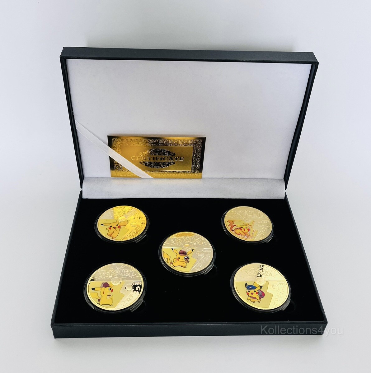 Pokemon X5 Pikachu Gold Plated Collectible Coins Card Gift Set 