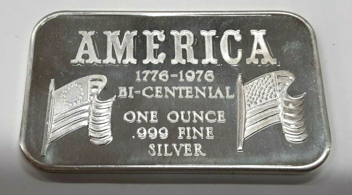 1976 One Troy Oz .999 Silver Bar - America's Bicentennial 1776