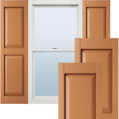 14 3/4"W X 55"H Lifetime Vinyl, Standard Two Equal Panels, Raised Panel Shutters