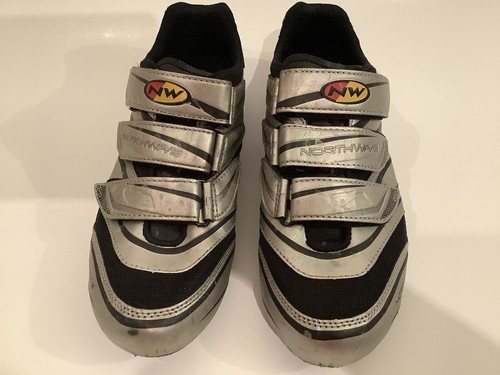 NORTHWAVE MOUNTAIN BIKE MTB SILVER BIKING SHOES SIZE 8.5 US 41 EU