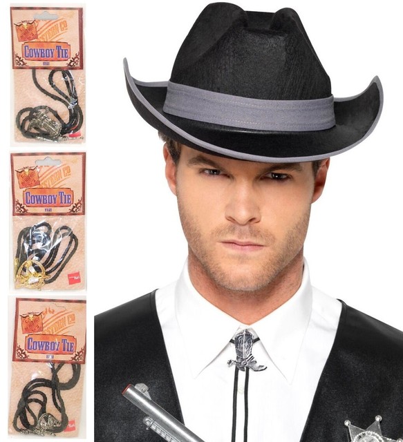 Cowboy Fancy Dress Bootlace Tie Western Wild West Pendant tie by