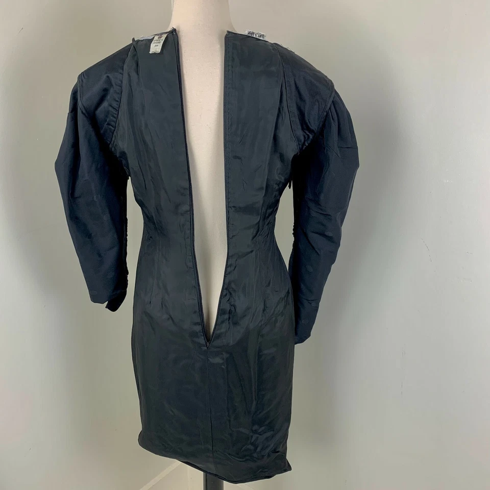 1980s Emanuel Ungaro Parallele Paris Little Black Dress 10 Sweetheart Neckline - Image 4 of 4