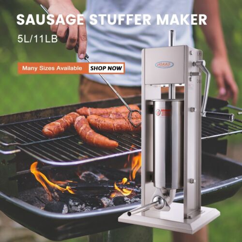 Hakka Sausage Stuffer Filler 5L 11LB Vertical Meat Maker 2 Speed Stainless Steel - Picture 1 of 15