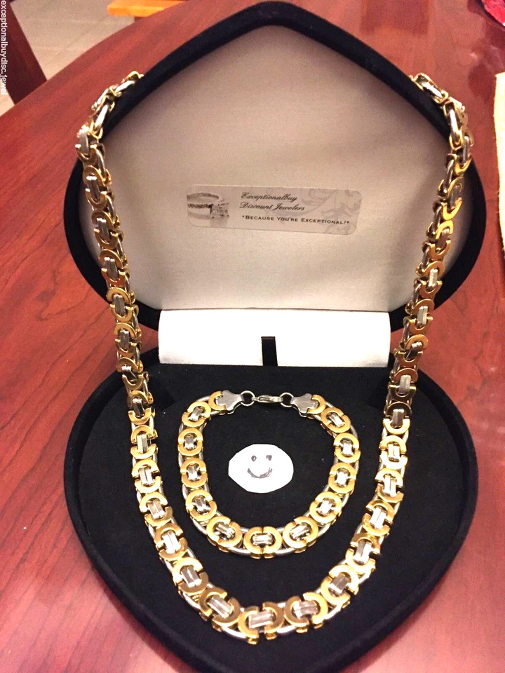 14K & BZ SHINY CHAIN  PENDANT HEART CHARM NECKLACE BONUS SZ 18 INCH ADJ ITALY - Image 3 of 4