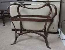 Glass Top Metal Equestrian "Leather" Strap Side Table- Hermes Inspired