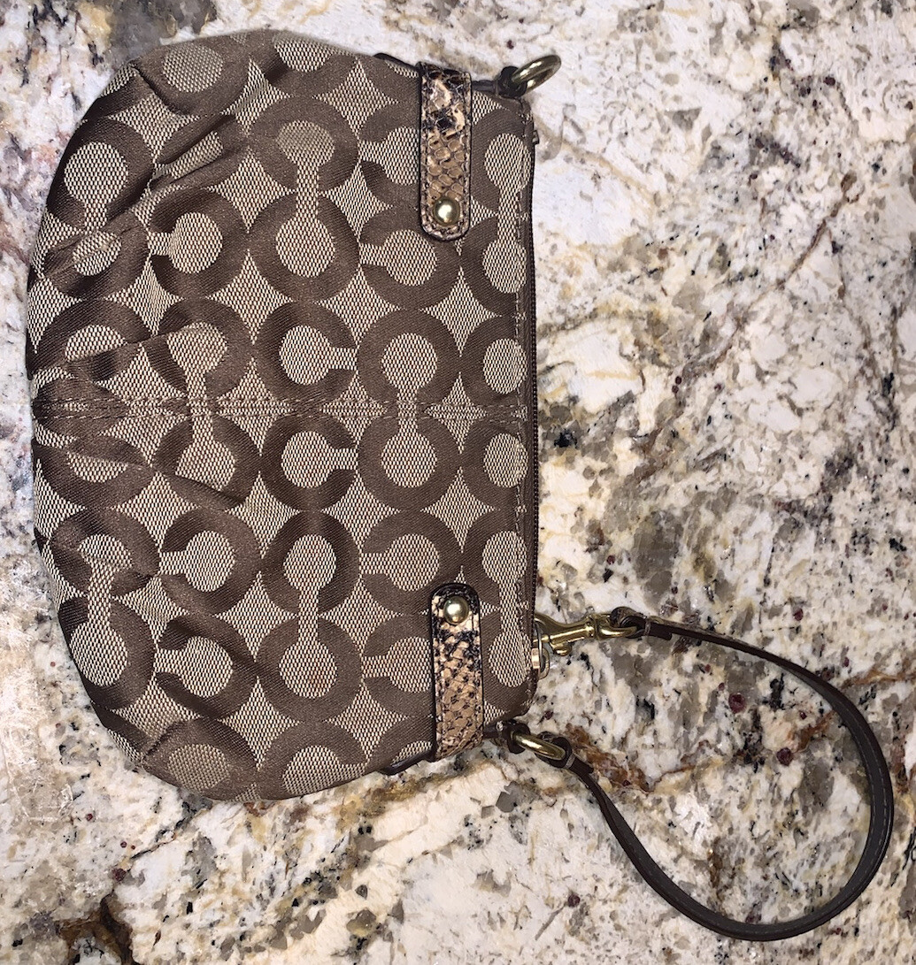 Coach Logo Python Chain Accent Wristlet Pouch Sig… - image 4