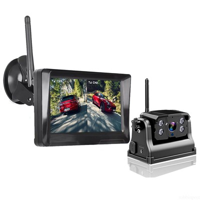 Digital Wireless 5 Inch Monitor Split 2 Screen Standby Mode Hitch Backup Camera
