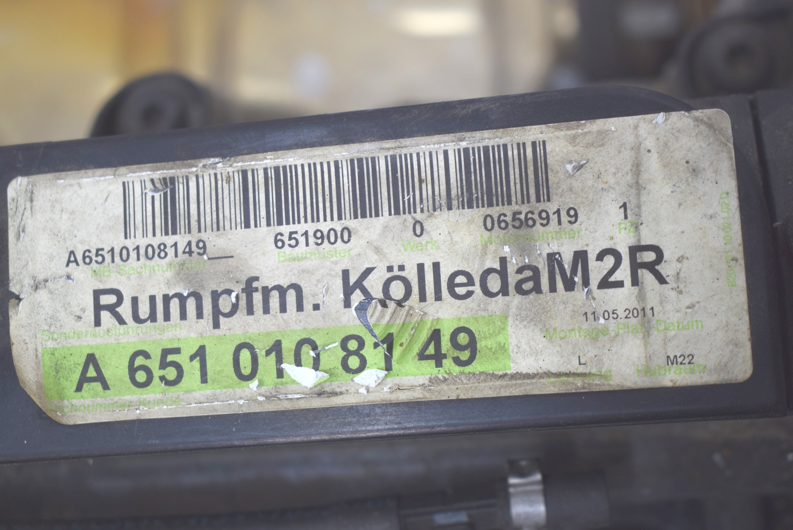 Mercedes GLK 220 CDI X204 Motor 651912 Triebwerk Rumpfmotor Kabel 